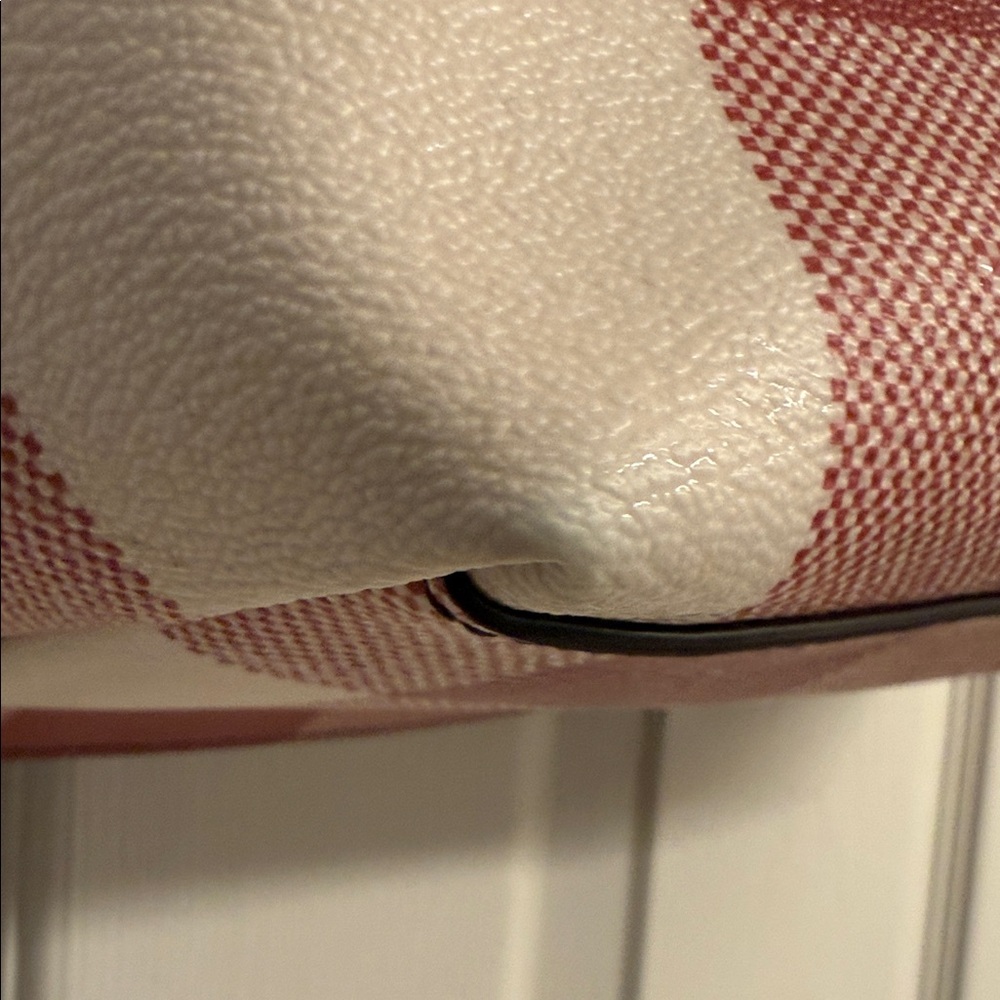 Coach Red and Cream Plaid Tote - Picture 7 of 15
